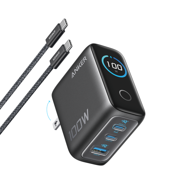 Anker Charger (100W, 3 Ports, Smart Display)