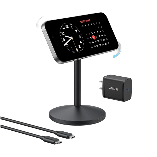 Anker MagGo iPhone 17 MagSafe Charger Compatible Stand (Qi2 15W,With Adapter)
