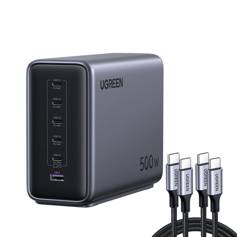 UGREEN 500W Charger + 100W USB-C Cable 2-Pack
