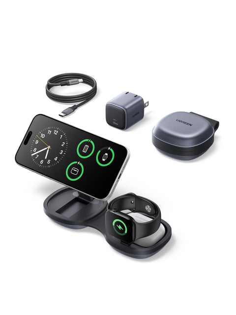 UGREEN MagFlow Qi2 25W 3-in-1 Wireless Charger with Cooling