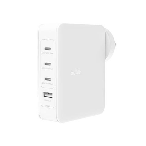 Belkin 140W GaN 4-Port (3X USB-C and 1x USB-A) PD 3.1 Fast Wall Charger